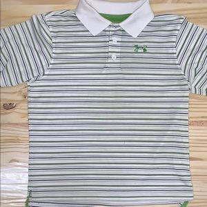 Under Armour Boys Golf Shirt Green and White YM